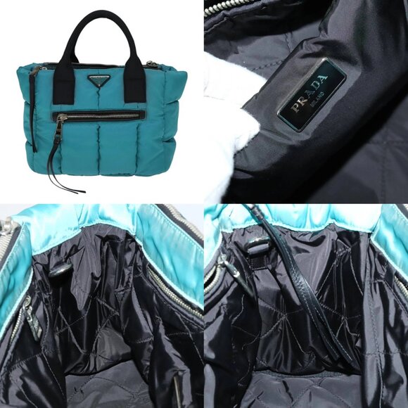 PRADA Hand Bag Nylon 2way Turquoise Blue Auth 111354V - Picture 14 of 14